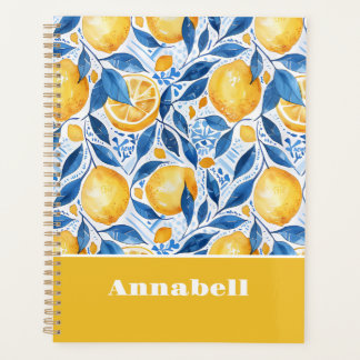 Agenda Custom Mediterranean Lemon Pattern Planner