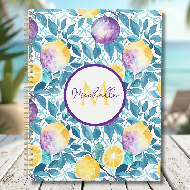 Agenda Custom Mediterranean Lemon Pattern Planner (Criador carregado)