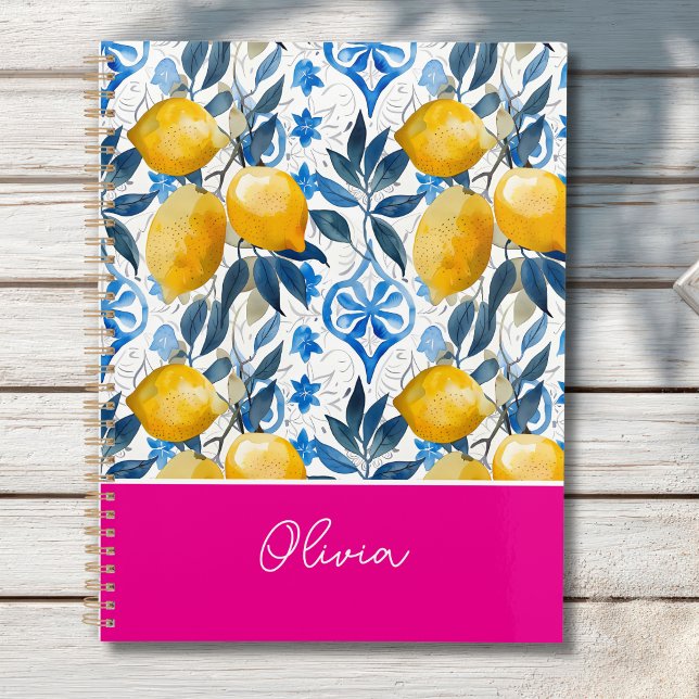 Agenda Custom Mediterranean Lemon Pattern Planner (Criador carregado)