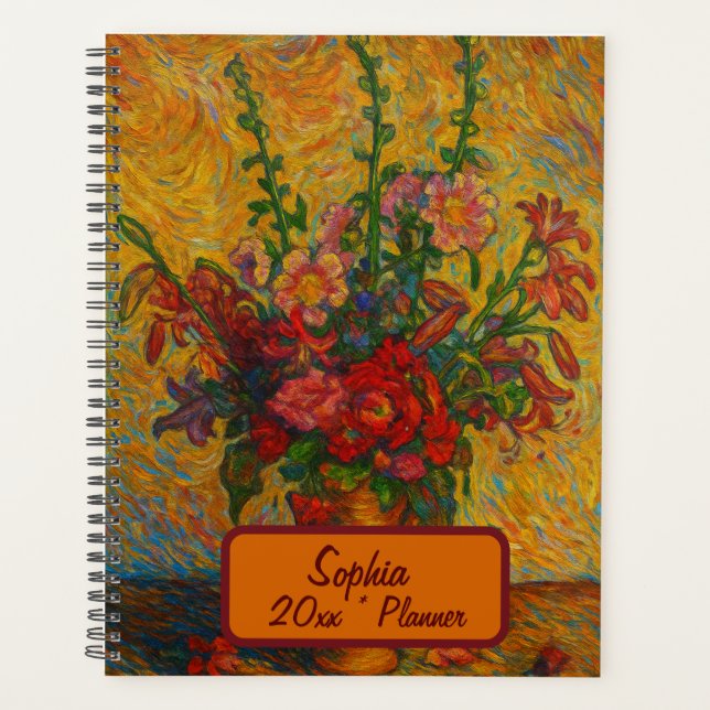 Agenda Custom Name  Floral Planner (Frente)