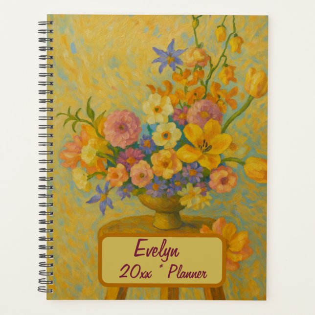 Agenda Custom Name  Floral Planner (Frente)