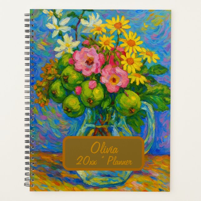 Agenda Custom Name  Floral Planner (Frente)