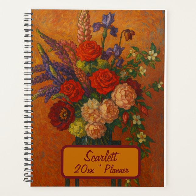 Agenda Custom Name  Floral Planner (Frente)