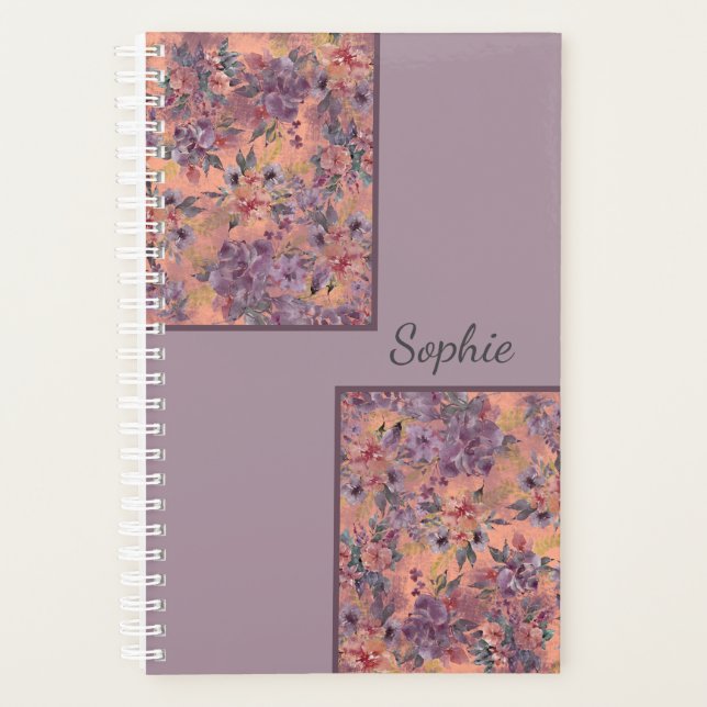 Agenda Custom Name Floral Planner Notebook (Frente)