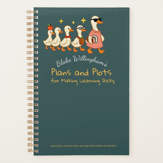 Agenda Custom Name Fun Cool Teacher Goose Planner (Frente)