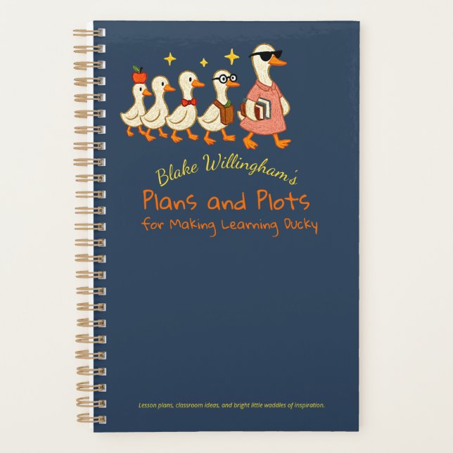 Agenda Custom Name Fun Cool Teacher Goose Planner (Frente)