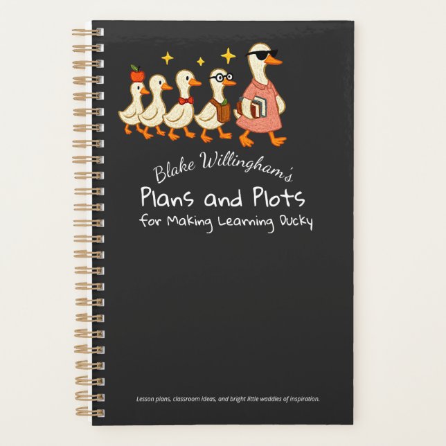 Agenda Custom Name Fun Cool Teacher Goose Planner (Frente)