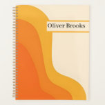 Agenda Custom Name Retro Orange Wavy Notebook<br><div class="desc">Finding a notebook that captures a vibrant, energetic spirit while remaining professional is often a challenge for modern creatives. This design solves that by utilizing a bold, retro-inspired wavy pattern in a warm gradient of sunset orange, gold, and cream. It provides an eye-catching, high-end aesthetic that brightens up any workspace...</div>