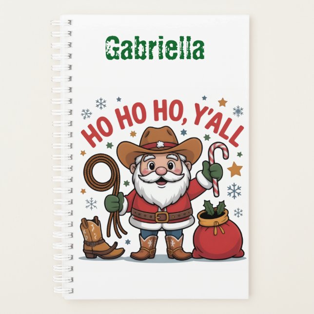 Agenda Custom name western themed Santa Christmas  (Frente)