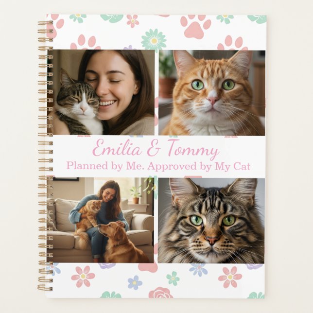Agenda Custom Photos and Names Planner Cover Cat Lovers (Frente)