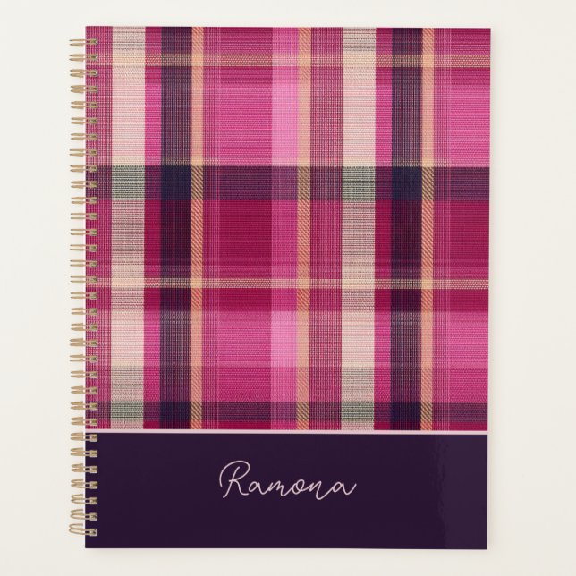 Agenda Custom Planner Gingham Pattern Style (Frente)