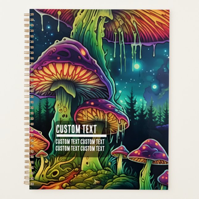 Agenda Custom Text Fantasy Glowing Mushroom Enchanted (Frente)
