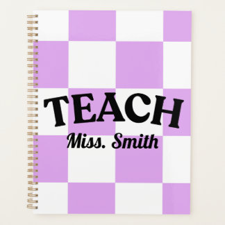 Agenda Customizable Purple Checkered Teacher Planner