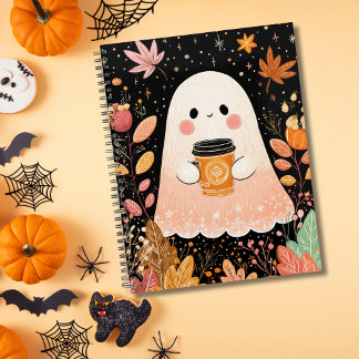 Agenda Cute Autumn Ghost with Pumpkin Coffee – Cozy Fall 