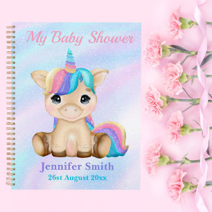 Agenda Cute Baby Unicorn Personalize Chá de fraldas / Mem