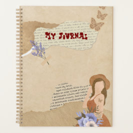 Agenda Cute cinza, flor, borboleta e texto