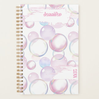 Agenda Cute Colorful Bubbles Personalized Name and Date