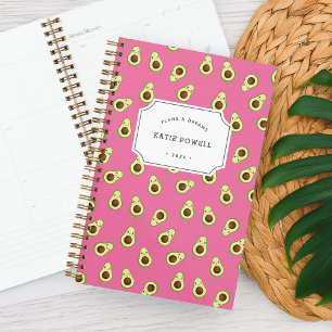 Agenda Cute Kawaii Sorrindo o padrão Avocado personalizad