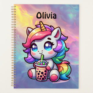 Agenda Cute Kawaii Unicórnio com Chá Bble Personalizado