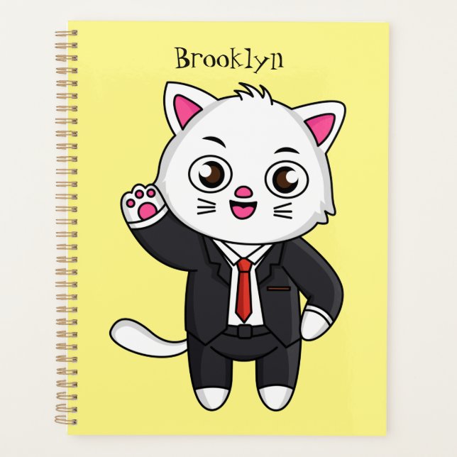 Agenda Cute kitten cat in business suit cartoon (Frente)