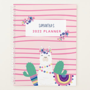 Agenda Cute Llama Personalizado Nome Rosa