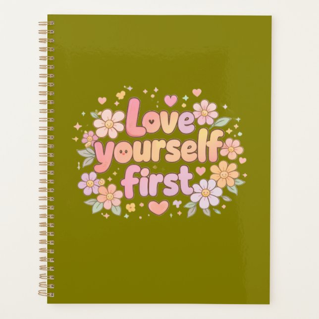 Agenda Cute Love Yourself Floral Quote Design | Gift Bag (Frente)