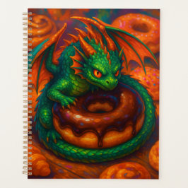Agenda Cute Mini Dragão Verde & Fantasia de Donut Arte