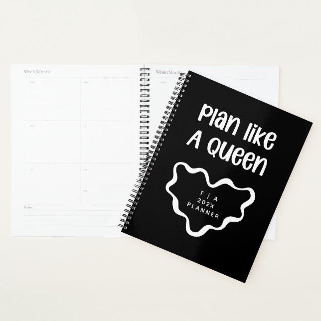 Agenda Cute Motivational Black and White Monogram Year (Exibição)