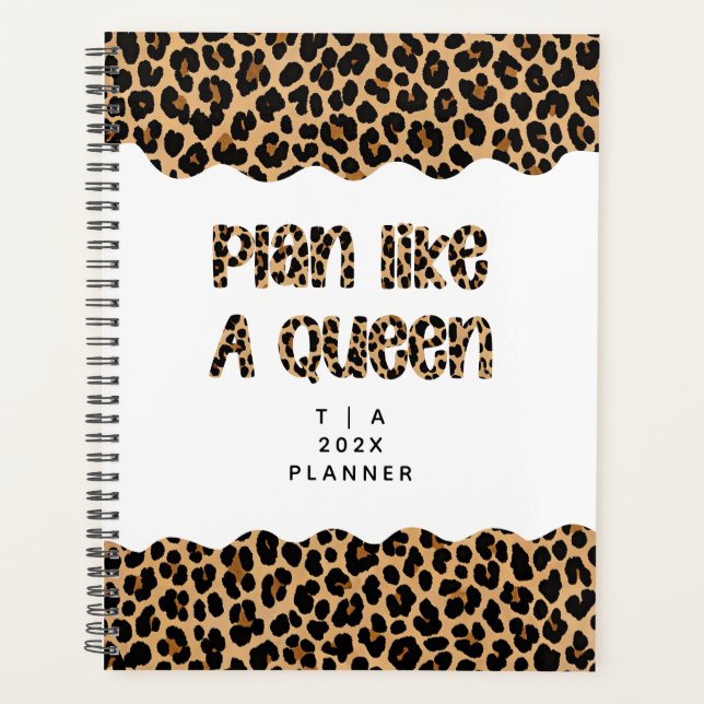 Agenda Cute Motivational Monogram Year Leopard Pattern (Frente)