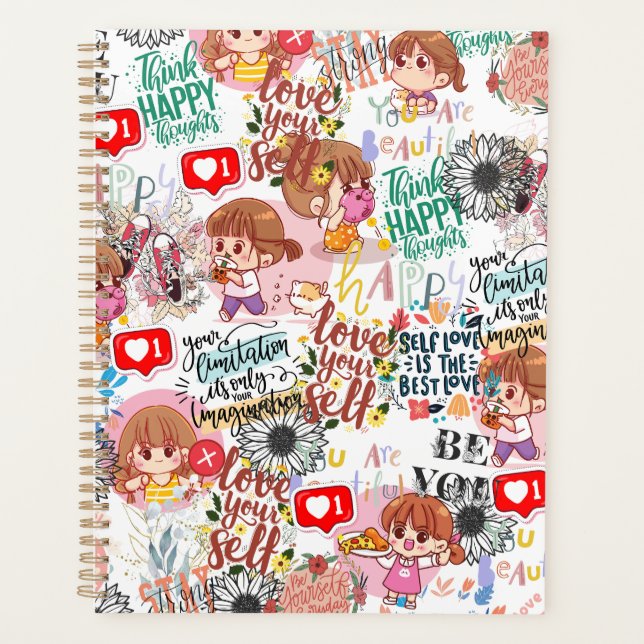 Agenda Cute Motivational – Positive Quote Kawaii  (Frente)