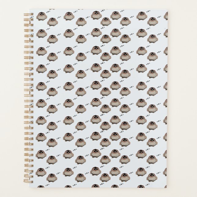 Agenda Cute Owl Pattern Pencil Sketch Planner (Frente)