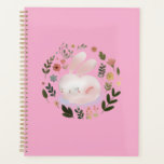 Agenda Cute Pastel Spring Bunny Floral Wreath Nursery Art<br><div class="desc">Bring a touch of sweet, whimsical nature to your space with this adorable spring bunny design. The artwork features a soft, pastel pink sleeping rabbit surrounded by a beautiful botanical wreath of blooming spring flowers and leaves. This charming watercolor-style illustration is perfect for customizing Easter gifts, baby shower invitations, nursery...</div>