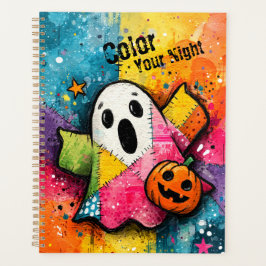 Agenda Cute Patchwork Ghost Colorful Splatter Art