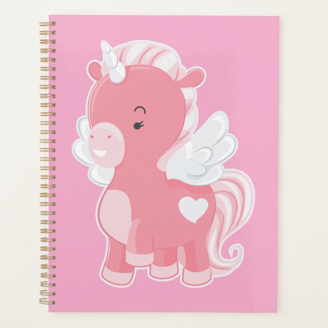 Agenda Cute Pink Flying Unicorn Pegacorn (Frente)