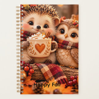 Agenda Cute Planner de Outono de ouriço e coruja editável