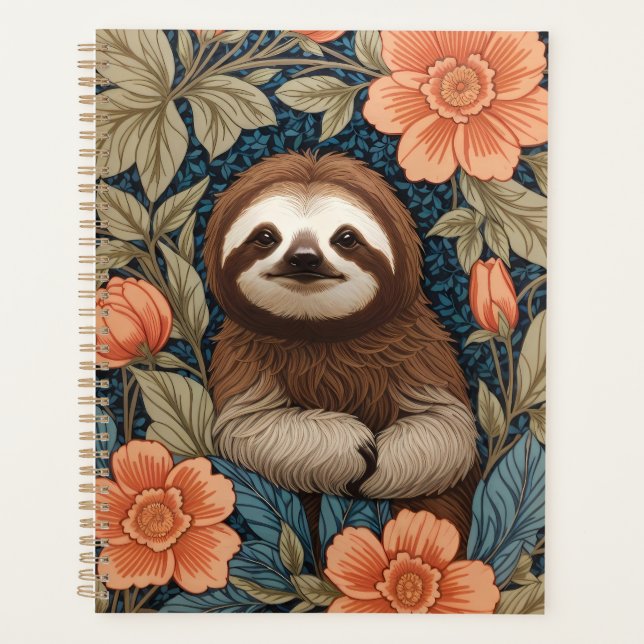 Agenda Cute Sloth Elegant Floral William Morris Inspired (Frente)