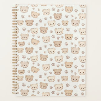 Agenda Cute Teddy Bear Pattern Notebook Cover Background