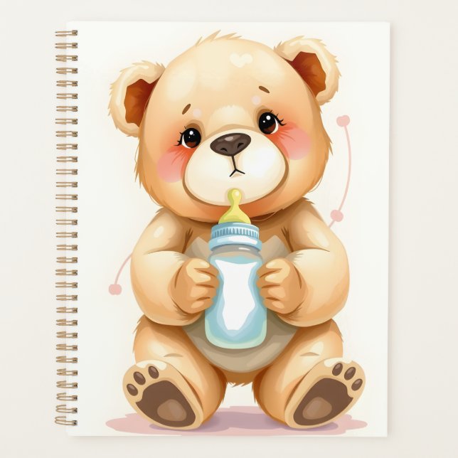 Agenda Cute Watercolor Baby Teddy Bear Illustration  (Frente)