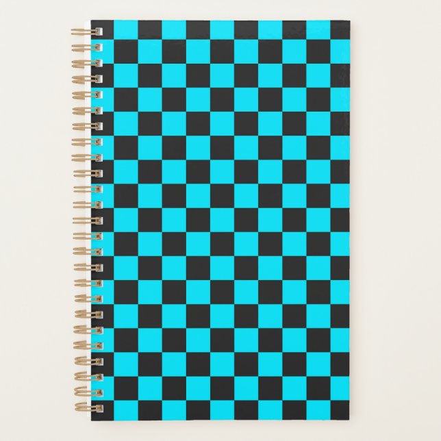 Agenda Cyan and charcoal checkerboard pattern (Frente)