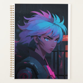 Agenda Cyberpunk Anime Girl with Neon Hair – Futuristic 