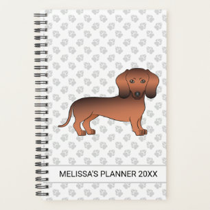 Agenda Dachshund Cartoon Cão de Pelo Curto Sable Vermelho