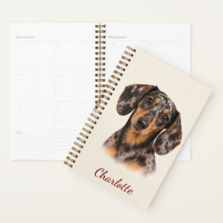 Agenda Dachshund Dapple Personalizado com Nome Personaliz