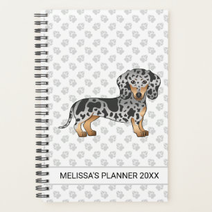 Agenda Dachshund E Texto De Cabelo Curto Preto E Barrado