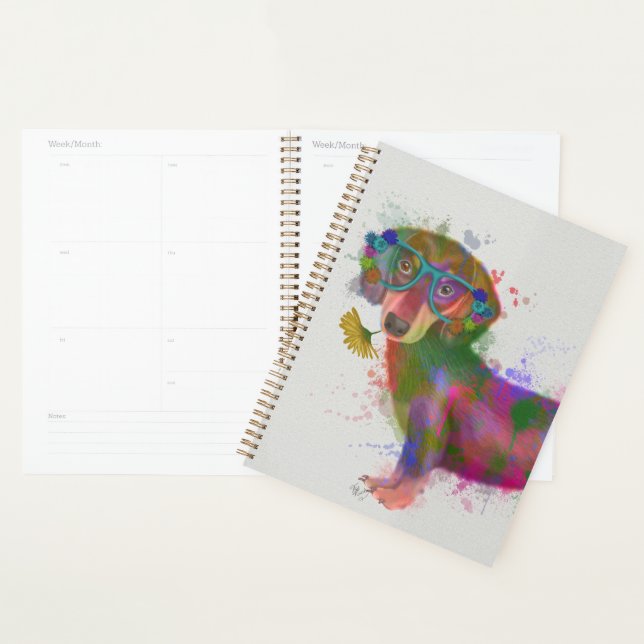 Agenda Dachshund & Glass Rainbow Splash (Exibição)