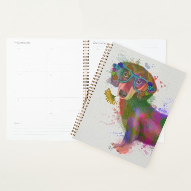 Agenda Dachshund & Glass Rainbow Splash (Exibição)