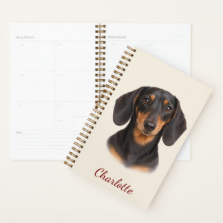 Agenda Dachshund Preto e Castanho Personalizado com Nome