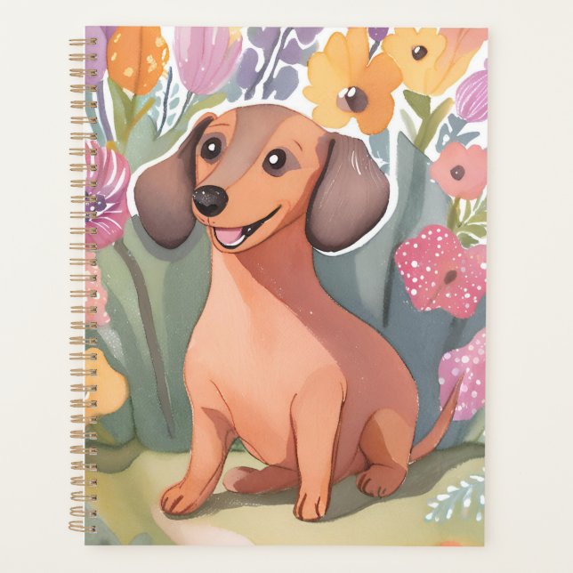 Agenda Dachshund Puppy | Watercolor Dog Pet (Frente)