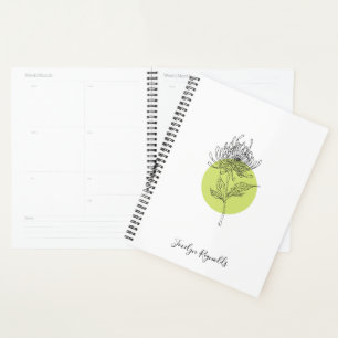 Agenda Dahlia Botânica Simples Elegante Escrito