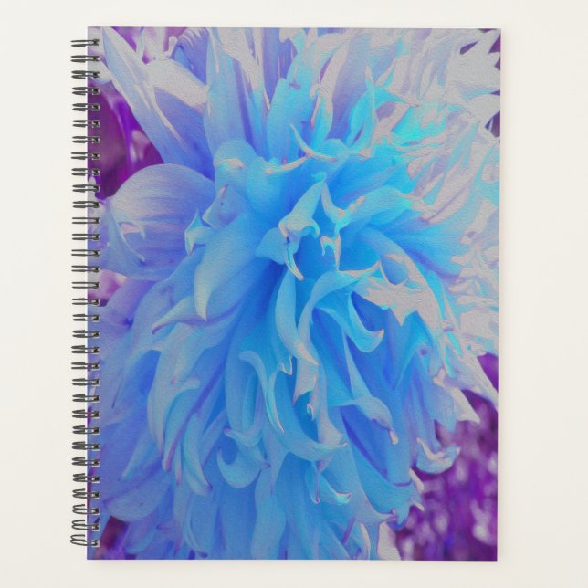 Agenda Dahlia Flor Decorativa Azul Elegante (Frente)