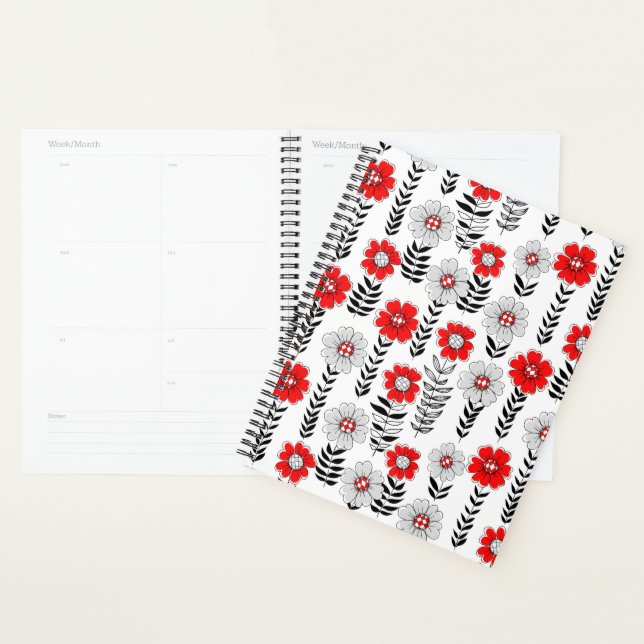 Agenda Daisy rabiscos em vermelho e preto (Exibição)